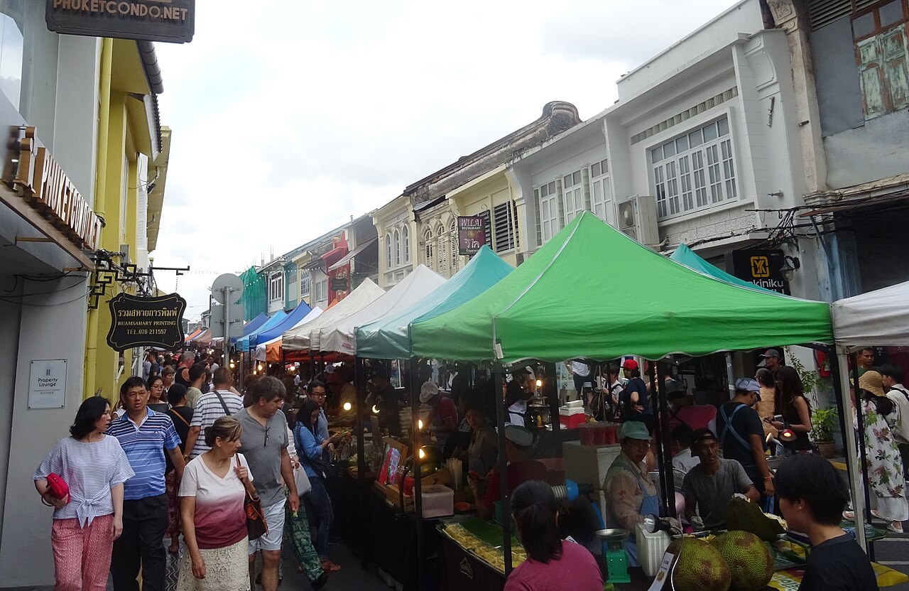 Stalls at Lard Yai Sunday Market on Thalang Road, Phuket