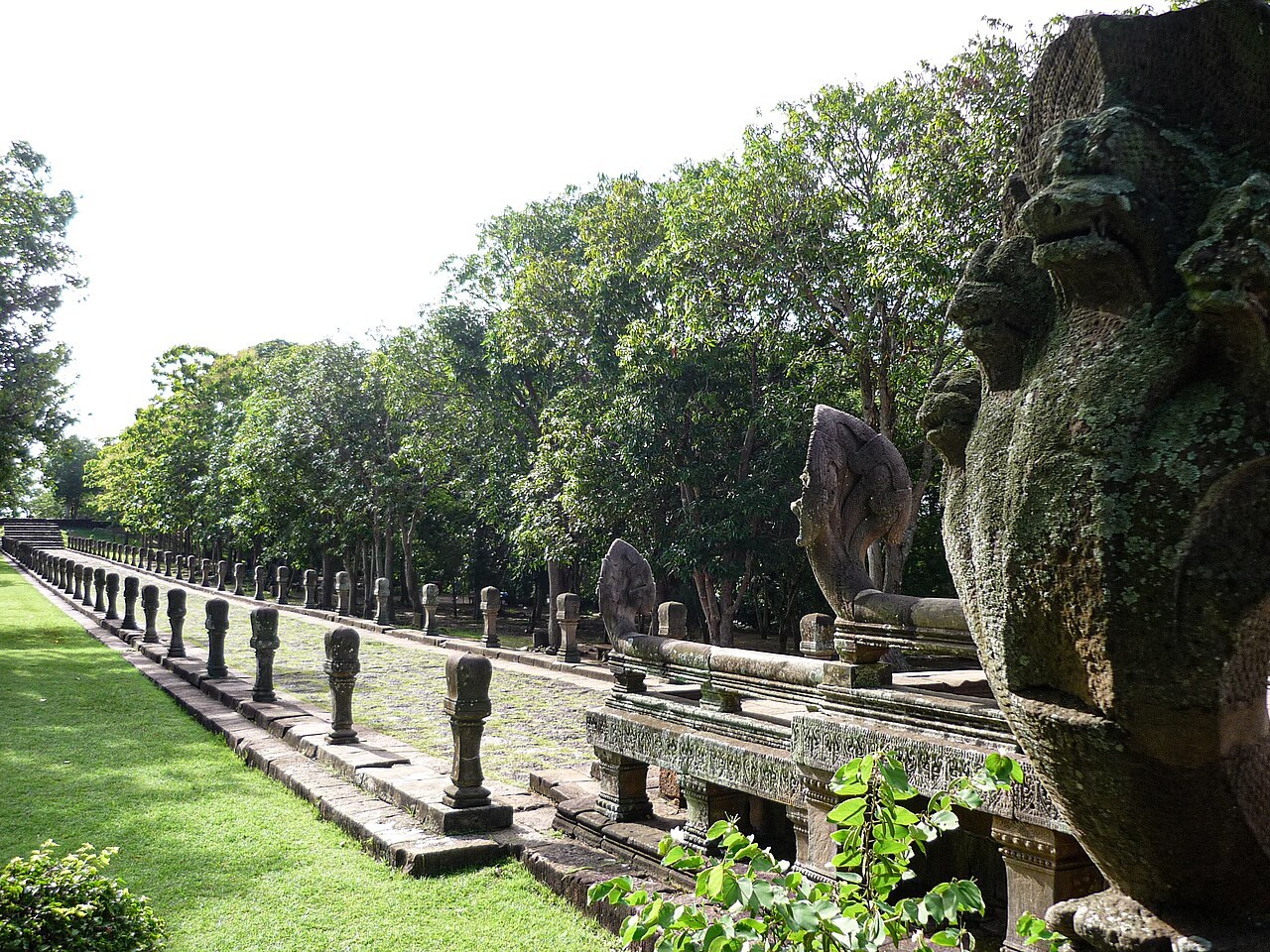 Stone balustrade and long processional walkway at Phanom Rung